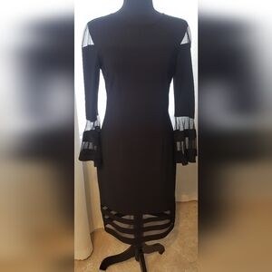 Betsy & Adam Black Dress with Sheer Accents